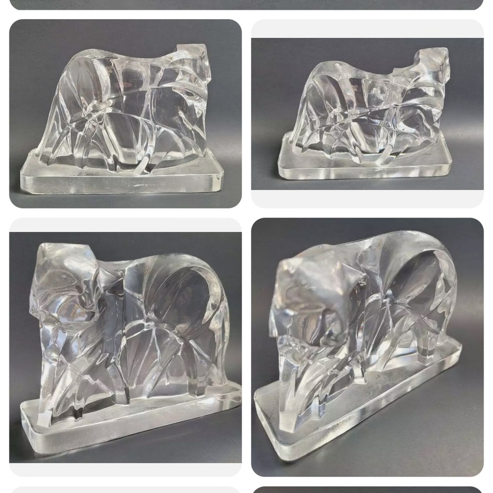RARE 1925 Georges Chevalier Baccarat Crystal Art Deco Tiger Figurine Sculpture